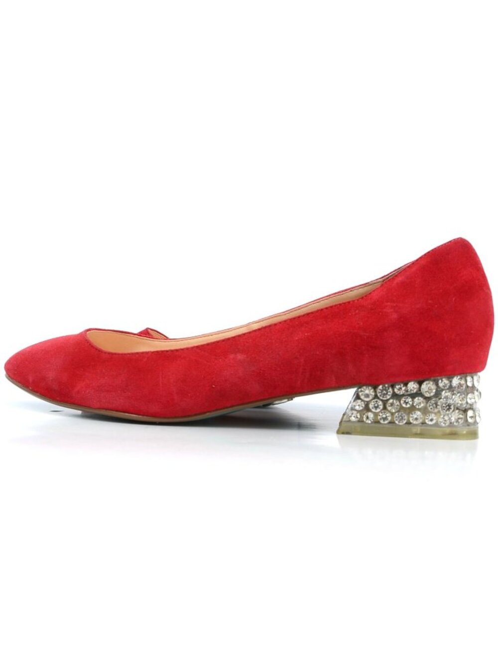 Betsey Johnson SB-Frida Red Suede Rhinestone Block Heeled Pumps Women's 10M - Picture 5 of 10